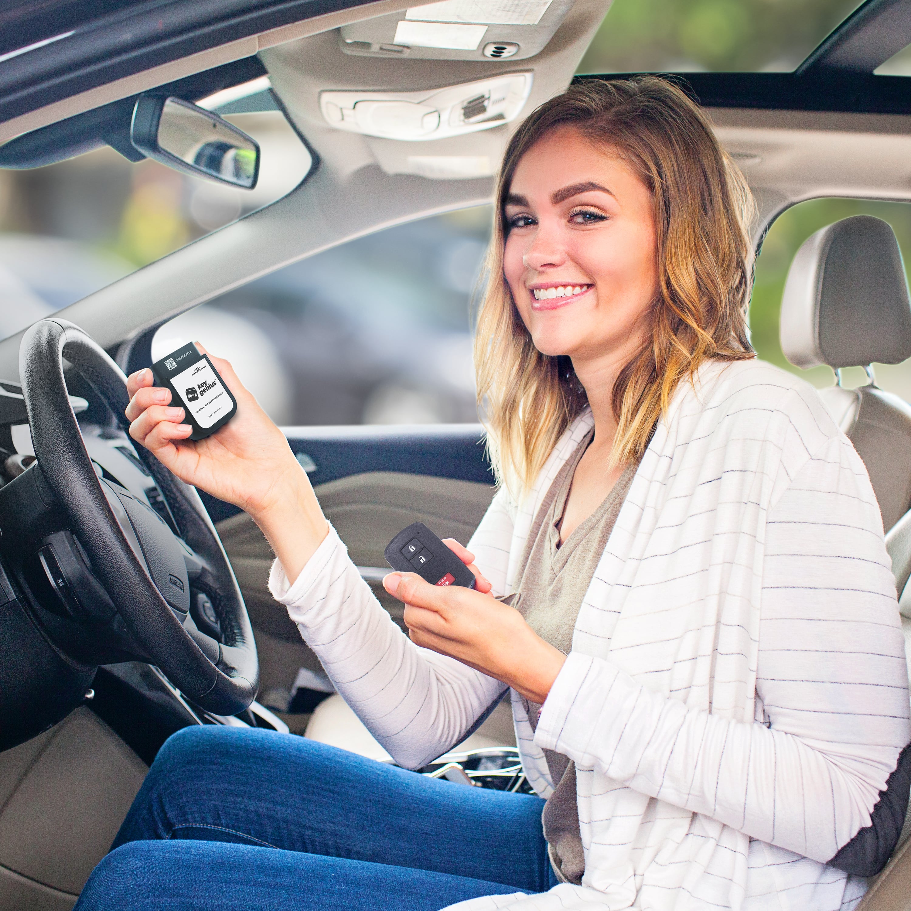 Woman in Car with Toyota Smart Key